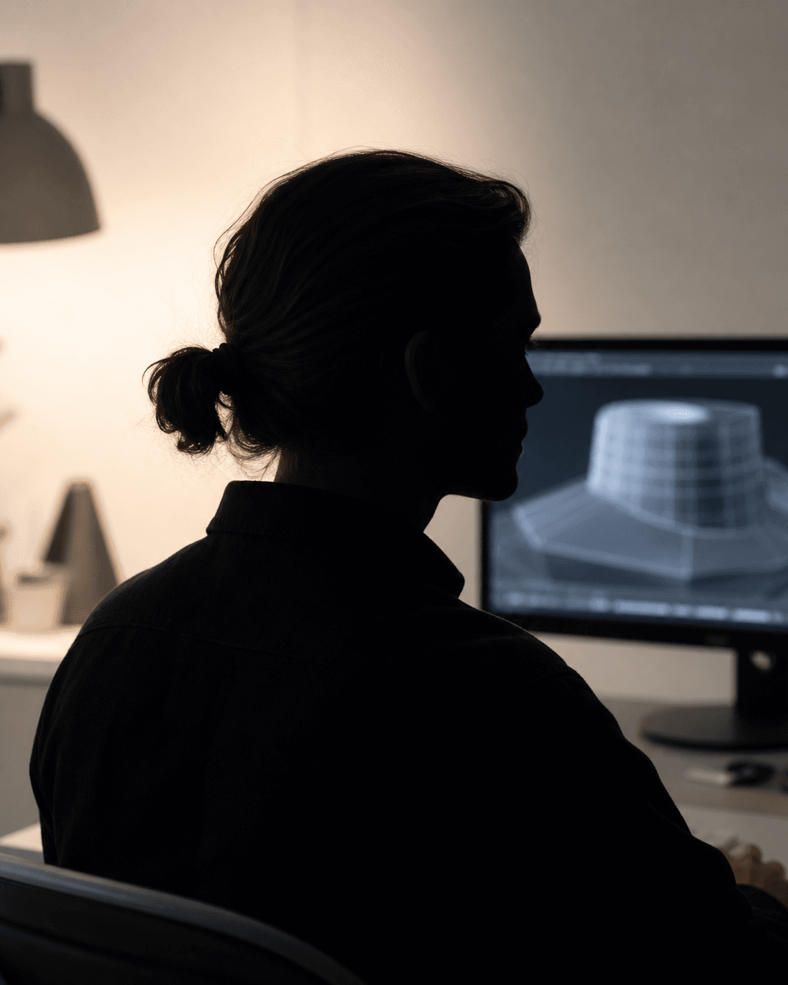 3D modeler portrait at a workstation