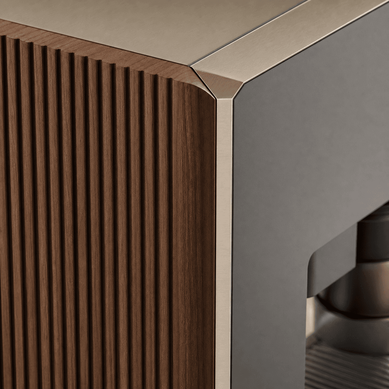 Close-up of walnut side detail