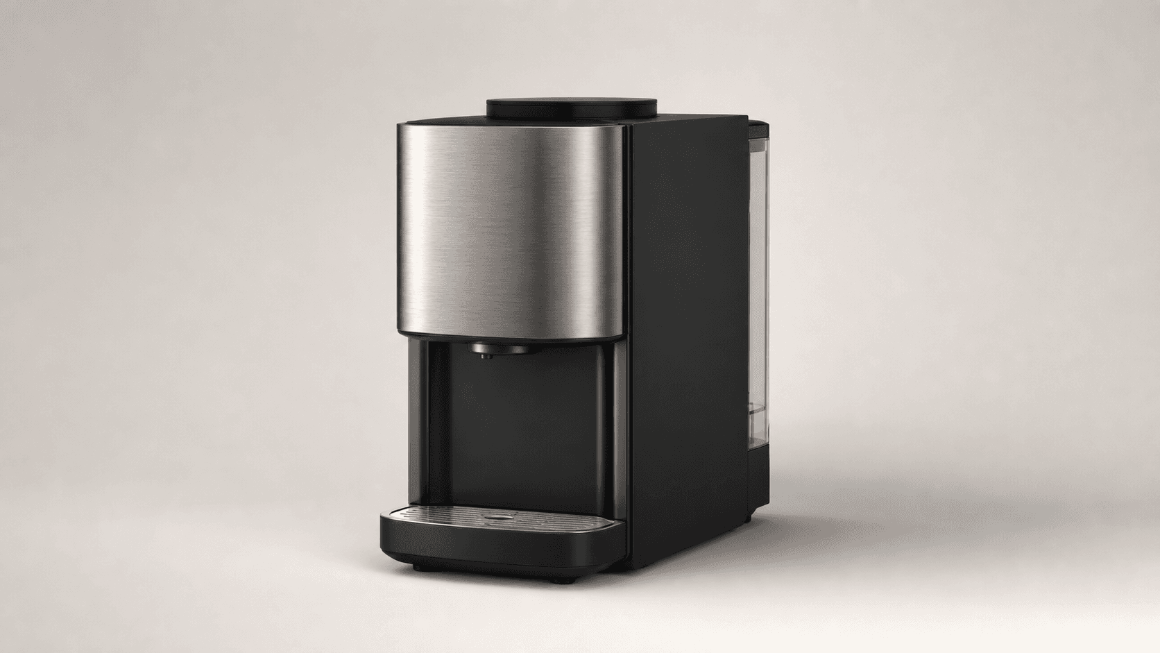 Unbranded compact appliance rendered on a clean neutral studio background.